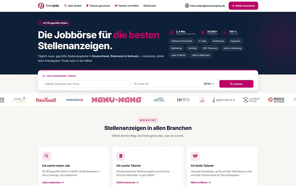 finest jobs - die Jobbörse #1 finest-jobs Startseite