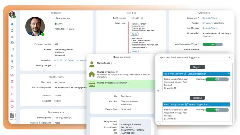 Personio-Alternative: Zentrale HR- und Talentverwaltung in der HR Software von Rexx Systems Personio-Alternative: Zentrale HR Software als Alternative von Rexx Systems mit digitalen Personalstammdaten, Workflows und Talent-Pool-Übersicht