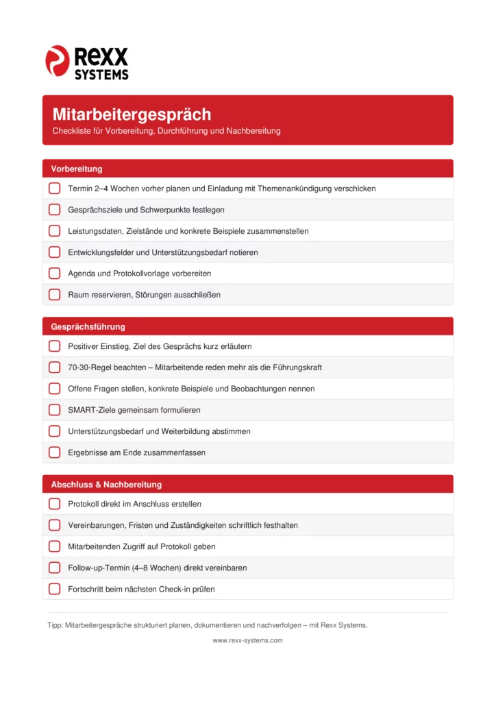 Rexx Mitarbeitergespraech Checkliste