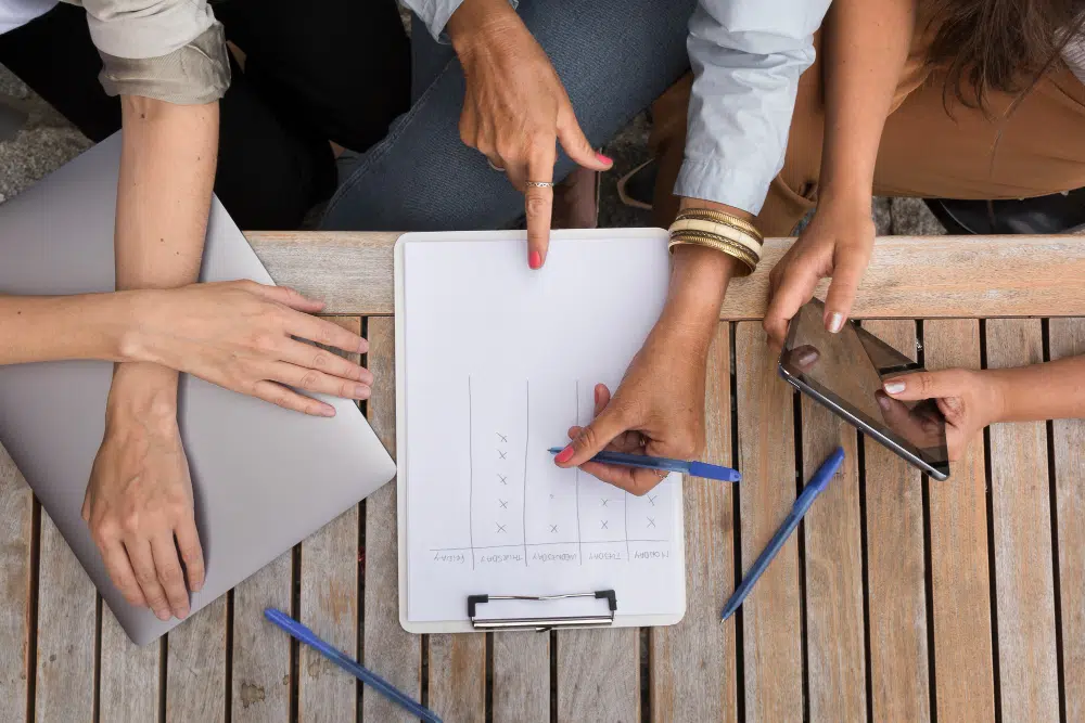HR Software Auswahl mit Checkliste und Bewertungskriterien HR-Team bewertet die Kriterien unterschiedlicher HR-Software-Anbieter mithilfe einer Checkliste.